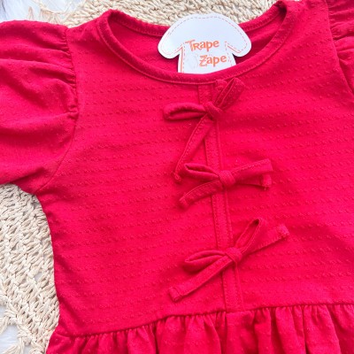 Conj. Batinha Três Lacinhos e Short Ana Bola - Vermelho